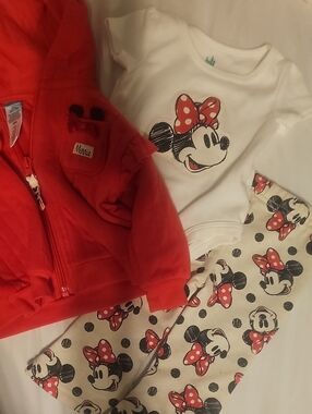 Disney Kids Minnie Mouse Red and White Matching Set